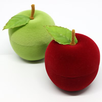 Baumwollsamt Einzelring Kasten, mit Seidenspinnerei & Karton, Apfel, gemischte Farben, 47x46x52mm, 20PCs/Tasche, verkauft von Tasche