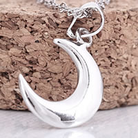 925 Sterling Silver Pendant, Moon, platinum plated, 20x11mm, Hole:Approx 3-5mm, 5PCs/Bag, Sold By Bag