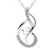 925 Sterling Silver Pendant, platinum plated, with cubic zirconia, 23x12mm, Hole:Approx 3-5mm, 3PCs/Bag, Sold By Bag
