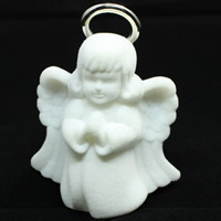 Velveteen Necklace Box, with Cardboard & Acrylic, Angel, white, 65x75x35mm, 20PCs/Bag, Sold By Bag