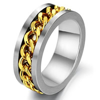 Titantium Steel finger ring, Titan Stål, Donut, plated, olika storlek för val & för människan & två ton, 8mm, 3PC/Bag, Säljs av Bag