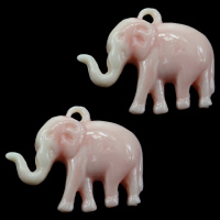 Fluted Giant, Elephant, Carved, pink, 24x19x9mm, Hole:Approx 2mm, 30PCs/Lot, Sold By Lot