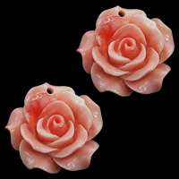 Pendentif géant cannelée, fleur, disposé en couche, rose, 20x20x9mm, Trou:Environ 2mm, 30PC/lot, Vendu par lot