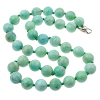 Jade Malaysia Necklace, brass lobster clasp, Round, green, 10x10mm, Sold Per Approx 17 Inch Strand