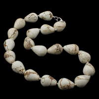 Turquesa natural colar, Bronze fecho da lagosta, Lágrima, beige, 15x20mm, comprimento Aprox 17 inchaltura, 10vertentespraia/Bag, vendido por Bag