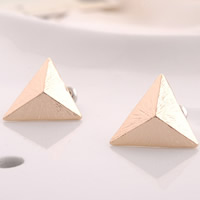 Tibetan Style Stud Earring, stainless steel post pin, Triangle, 18K gold plated, nickel, lead & cadmium free, 18x19mm, 3Pairs/Bag, Sold By Bag