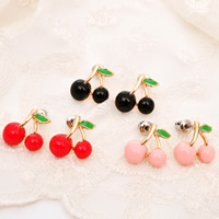 Zinc Alloy Stud Earring stainless steel post pin Cherry gold color plated enamel mixed colors nickel lead & cadmium free Sold By Bag