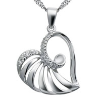 925 Sterling Silver Pendant, Heart, platinum plated, with cubic zirconia, 15x16mm, Hole:Approx 2-7mm, 3PCs/Bag, Sold By Bag
