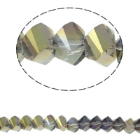 Abalorios de Cristal Imitación de Swarovsky, chapado en colorido, facetas & imitación de cristal de swarovski, Topacio, 8x12mm, agujero:aproximado 2mm, aproximado 80PCs/Sarta, Vendido para aproximado 15.5 Inch Sarta
