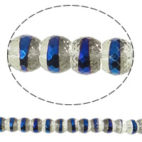 Abalorios de Cristal Imitación de Swarovsky, Toroidal, medio-chapado, facetas & imitación de cristal de swarovski, Cristal de Bermudas azul, 9x12mm, agujero:aproximado 1.5mm, aproximado 70PCs/Sarta, Vendido para aproximado 15.5 Inch Sarta