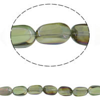 Imitation CRYSTALLIZED™ Element Crystal Beads, Flat Oval, colorful plated, imitation CRYSTALLIZED™ element crystal, Fern Green, 14x20mm, Hole:Approx 1mm, Approx 35PCs/Strand, Sold Per Approx 15.5 Inch Strand