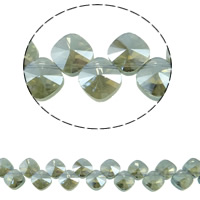 Abalorios de Cristal Imitación de Swarovsky, Cuadrado, chapado en colorido, facetas & imitación de cristal de swarovski, Verde de Helecho, 14x14mm, agujero:aproximado 1mm, aproximado 70PCs/Sarta, Vendido para aproximado 15.5 Inch Sarta