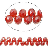 Imitation CRYSTALLIZED™ Element Crystal Beads, Rondelle, colorful plated, faceted & imitation CRYSTALLIZED™ element crystal, bright red, 6x8mm, Hole:Approx 2mm, Approx 100PCs/Strand, Sold Per Approx 13 Inch Strand