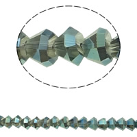 Klasse AA Kristallperlen, Kristall, bunte Farbe plattiert, facettierte & AA grade crystal, Montana, 4x6mm, Bohrung:ca. 1mm, ca. 150PCs/Strang, verkauft per ca. 15.5 ZollInch Strang