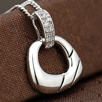 925 Sterling Silver Pendant, platinum plated, with cubic zirconia, 17x21mm, Hole:Approx 2-7mm, 3PCs/Bag, Sold By Bag