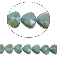Abalorios de Cristal Imitación de Swarovsky, Triángulo, chapado en colorido, diverso tamaño para la opción & facetas & imitación de cristal de swarovski, Montana AB, agujero:aproximado 1mm, Vendido para aproximado 15.5 Inch Sarta