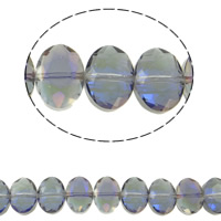 Abalorios de Cristal Imitación de Swarovsky, elipse, chapado en colorido, diverso tamaño para la opción & facetas & imitación de cristal de swarovski, Topacio colorido ligero AB2x, agujero:aproximado 1.5mm, Vendido para aproximado 15.5 Inch Sarta