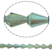 Abalorios de Cristal Imitación de Swarovsky, Artemis, chapado en colorido, facetas & imitación de cristal de swarovski, Verde de Helecho, 9x13mm, agujero:aproximado 1.5mm, aproximado 50PCs/Sarta, Vendido para aproximado 15.5 Inch Sarta