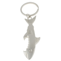 Zinc Alloy Key Chain with iron ring Shark platinum color plated nickel lead & cadmium free Approx 29mm Length Approx 4.5 Inch Sold By Bag