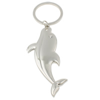 Zinc Alloy Key Chain with iron ring Dolphin platinum color plated with rhinestone nickel lead & cadmium free Approx 29mm Length Approx 4.5 Inch Sold By Bag