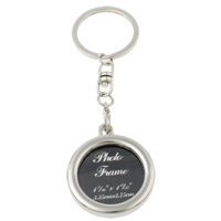 Zinc Alloy Key Chain with iron ring Flat Round platinum color plated with photo locket & with letter pattern & decal nickel lead & cadmium free Approx 29mm Length Approx 4.5 Inch Sold By Bag