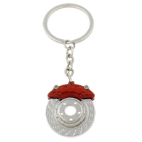 Tibetan Style Key Chain, with iron ring, platinum color plated, with painted, nickel, lead & cadmium free, 30x35x10mm, Hole:Approx 29mm, Length:Approx 4 Inch, 10Strands/Bag, Sold By Bag