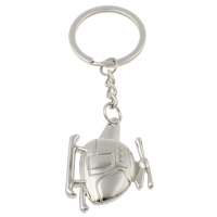Tibetan Style Key Chain, with iron ring, Airplane, platinum color plated, nickel, lead & cadmium free, 35x44x6mm, Hole:Approx 29mm, Length:Approx 4 Inch, 10Strands/Bag, Sold By Bag