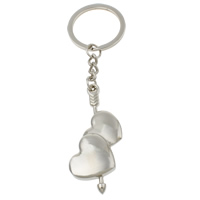 Zinc Alloy Key Chain with iron ring Heart platinum color plated nickel lead & cadmium free Approx 25mm Length Approx 4 Inch Sold By Bag