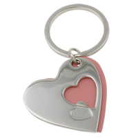 Zinc Alloy Key Chain with iron ring Heart platinum color plated with painted nickel lead & cadmium free Approx 25mm Length Approx 2.5 Inch Sold By Bag
