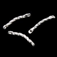Mässing smycken Connector, silver pläterad, 1/1 slinga, 13x2.50x1mm, Hål:Ca 1mm, 1000PC/Bag, Säljs av Bag