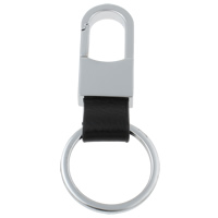 Zinklegierung Schlüssel Verschluss, mit Eisen Ring & Kuhhaut, Kreisring, Platinfarbe platiniert, frei von Nickel, Blei & Kadmium, 32x80x8mm, Bohrung:ca. 23mm, 10PCs/Tasche, verkauft von Tasche