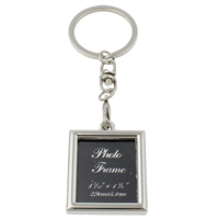 Zinc Alloy Key Chain with iron ring Rectangle platinum color plated with photo locket & with letter pattern & decal nickel lead & cadmium free Approx 29mm Length Approx 4.5 Inch Sold By Bag