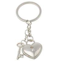 Zinc Alloy Key Chain with iron ring Lock and Key platinum color plated nickel lead & cadmium free  Approx 29mm Length Approx 3.5 Inch Sold By Bag
