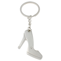 Zinc Alloy Key Chain with iron ring Shoes platinum color plated with rhinestone nickel lead & cadmium free Approx 29mm Length Approx 4 Inch Sold By Bag