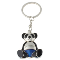 Zinc Alloy Key Chain with iron ring Panda platinum color plated enamel nickel lead & cadmium free Approx 29mm Length Approx 4 Inch Sold By Bag