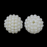 Perles en plastique ABS, Rond, démontage et le montage & perle d'imitation, blanc, 14mm, Trou:Environ 2mm, Environ 470PC/sac, Vendu par sac