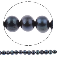 Barock kultivierten Süßwassersee Perlen, Natürliche kultivierte Süßwasserperlen, rund, natürlich, schwarz, 6-7mm, Bohrung:ca. 0.8mm, verkauft per 14.7 ZollInch Strang