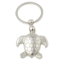 Tibetan Style Key Chain, with iron ring, Turtle, platinum color plated, nickel, lead & cadmium free, 38x50x6mm, Hole:Approx 29mm, Length:Approx 3 Inch, 10Strands/Bag, Sold By Bag