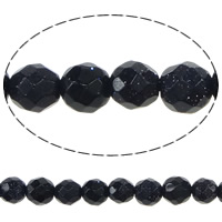 Blue Goldstone Beads, Ronde, gefacetteerde, 3mm, Gat:Ca 0.3mm, Lengte Ca 15 inch, 5strengen/Lot, Verkocht door Lot