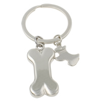 Zinc Alloy Key Chain with iron ring Dog and Bone platinum color plated nickel lead & cadmium free  Approx 29mm Length Approx 3 Inch Sold By Bag