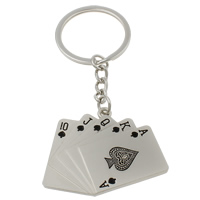Zinc Alloy Key Chain with iron ring Poker platinum color plated with number pattern & with letter pattern & enamel nickel lead & cadmium free Approx 29mm Length Approx 4 Inch Sold By Bag