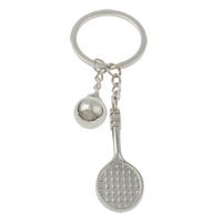 Zinc Alloy Key Chain with iron ring Racket and Ball platinum color plated nickel lead & cadmium free Approx 29mm Length Approx 4 Inch Sold By Bag