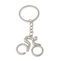 Zinc Alloy Key Chain with iron ring Cyclist platinum color plated nickel lead & cadmium free Approx 29mm Length Approx 3.5 Inch Sold By Bag