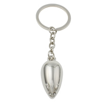 Tibetan Style Key Chain, with iron ring, Teardrop, platinum color plated, with rhinestone, nickel, lead & cadmium free, 20x43x12mm, Hole:Approx 29mm, Length:Approx 4 Inch, 10Strands/Bag, Sold By Bag