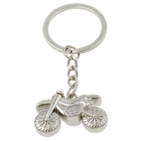Tibetan Style Key Chain, with iron ring, Motorcycle, platinum color plated, nickel, lead & cadmium free, 35x27x10mm, Hole:Approx 29mm, Length:Approx 3 Inch, 10Strands/Bag, Sold By Bag