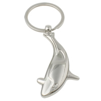 Tibetan Style Key Chain, with iron ring, Dolphin, platinum color plated, nickel, lead & cadmium free, 33x68x5mm, Hole:Approx 29mm, Length:Approx 3.5 Inch, 10Strands/Bag, Sold By Bag