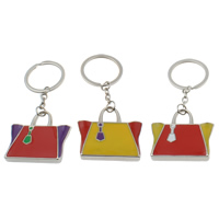 Zinc Alloy Key Chain with iron ring Handbag platinum color plated enamel nickel lead & cadmium free Approx 29mm Length Approx 4 Inch Sold By Bag