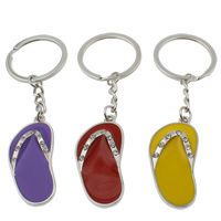 Zinc Alloy Key Chain with iron ring Shoes platinum color plated enamel & with rhinestone nickel lead & cadmium free Approx 29mm Length Approx 4 Inch Sold By Bag