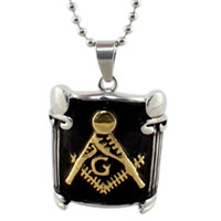 Titanium Steel Pendants plated freemason jewelry & enamel & two tone Approx 2-5mm Sold By Bag