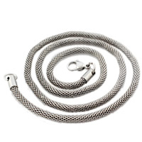Titanium Steel Chain Necklace, lantern chain, original color, 3mm, Length:Approx 24 Inch, 3Strands/Bag, Sold By Bag